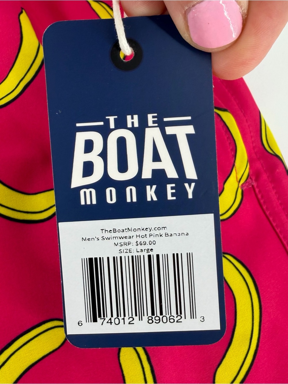 The Boat Monkey Men's Swim Trunks L Pink Bananas - Picture 3 of 8